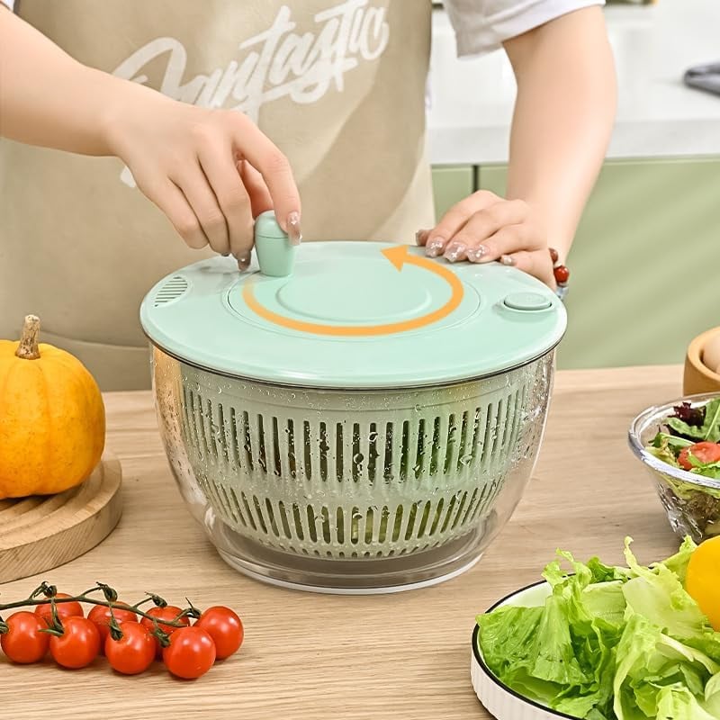 🥗 3-in-1 Large Salad Spinner Set | 5.3 Qt Vegetable Washer with Slicer & Strainer for Kitchen🔥