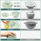 🥗 3-in-1 Large Salad Spinner Set | 5.3 Qt Vegetable Washer with Slicer & Strainer for Kitchen🔥