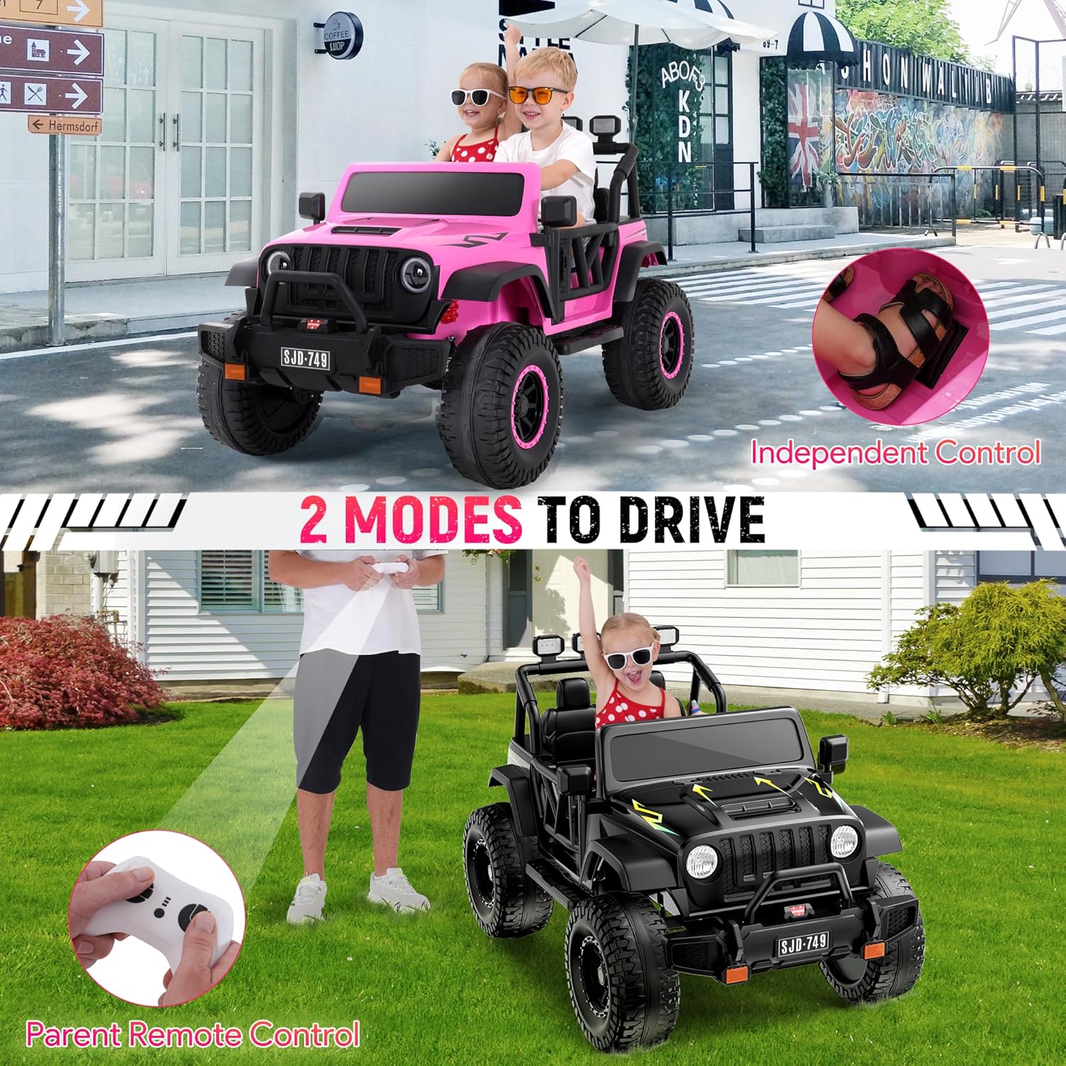 Ride on Truck Car 2 Seater Ride Kids Electric Car - 7Ah Large Battery Kids Electric Vehicles with Remote Control🔥