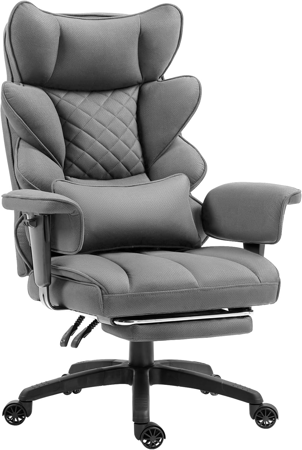 Big and Tall Office Chair with Pocket Spring Cushion,High Back Computer Gaming Chairs with Adjustable Armrests and Lumbar Support,Executive Desk Chairs with Footrest(PU Leather,White)🔥