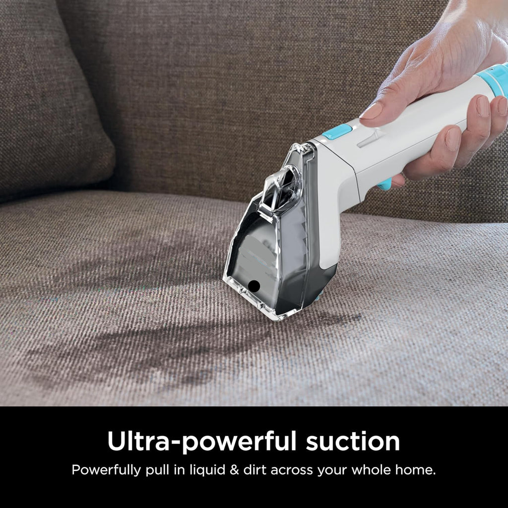 Portable Carpet, Upholstery & Area Rug Cleaner with Pet Mess Tool, Stain & Odor Remover, Perfect for Car Interiors, Includes 3 Cleaning Tools & Cleaning Solution, White🔥