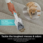 Portable Carpet, Upholstery & Area Rug Cleaner with Pet Mess Tool, Stain & Odor Remover, Perfect for Car Interiors, Includes 3 Cleaning Tools & Cleaning Solution, White🔥