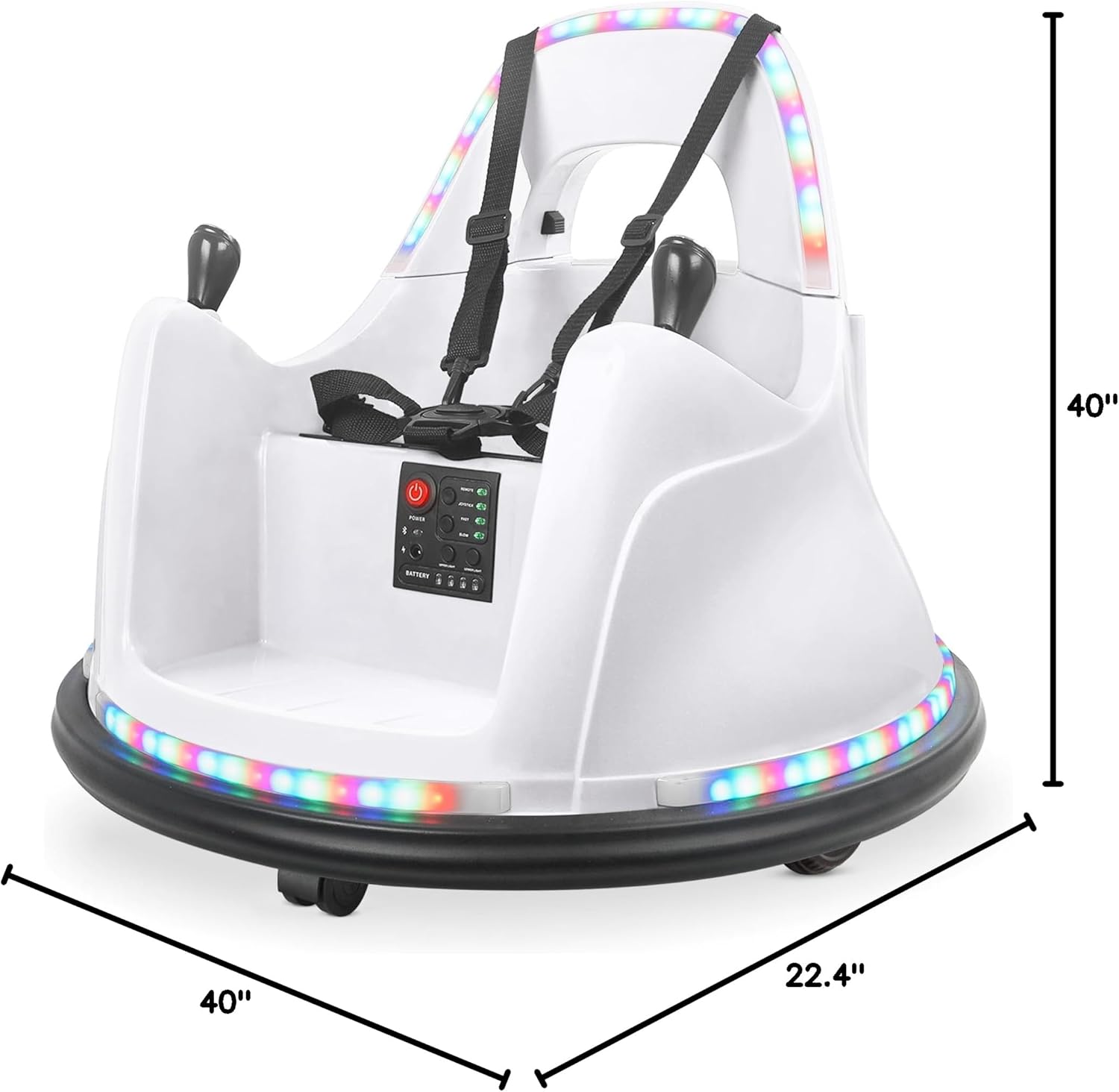 🎀🚗Smart Bumper Car for Toddler & Kids 1.5-6 Years Old, 12V 2-Speeds Electric Ride On Bumping Toy Gifts W/Remote Control, APP Control, LED Lights, Bluetooth, 360°Spin and DIY Sticker🏆