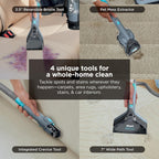 Portable Carpet, Upholstery & Area Rug Cleaner with Pet Mess Tool, Stain & Odor Remover, Perfect for Car Interiors, Includes 3 Cleaning Tools & Cleaning Solution, White🔥