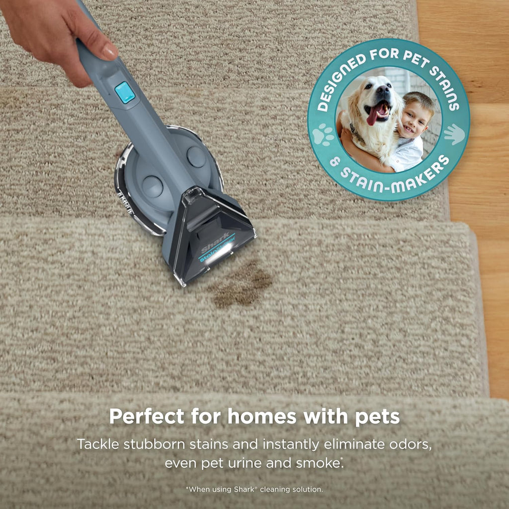 Portable Carpet, Upholstery & Area Rug Cleaner with Pet Mess Tool, Stain & Odor Remover, Perfect for Car Interiors, Includes 3 Cleaning Tools & Cleaning Solution, White🔥