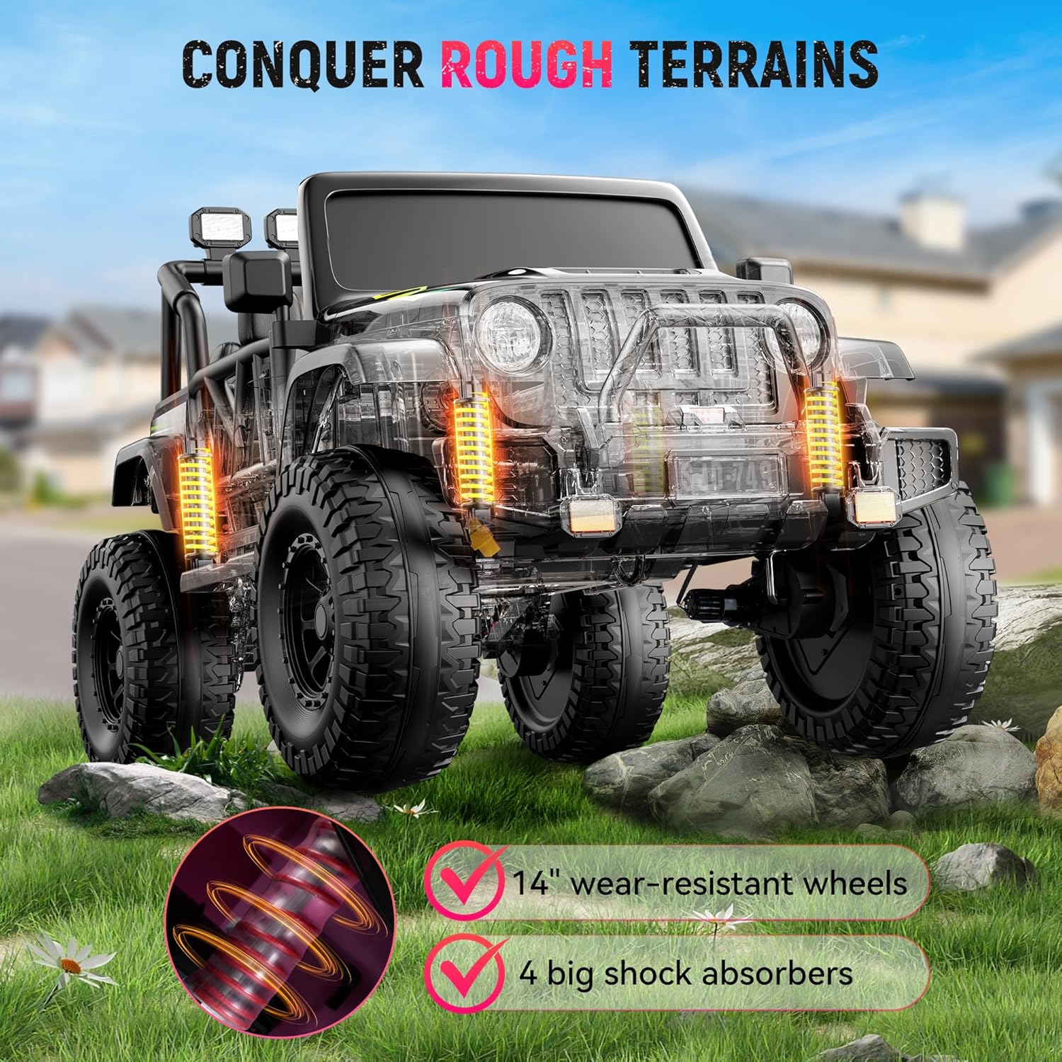 Ride on Truck Car 2 Seater Ride Kids Electric Car - 7Ah Large Battery Kids Electric Vehicles with Remote Control🔥