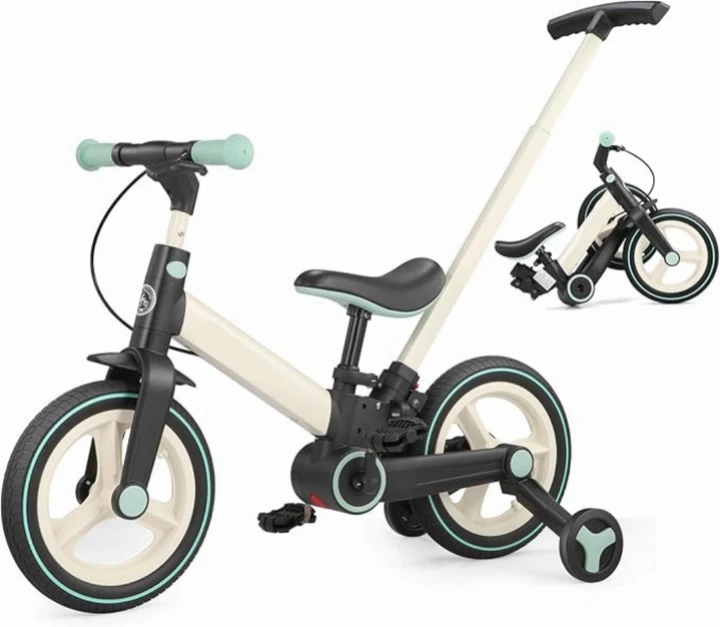 6-in-1 Toddler Bike & Stroller | Foldable Push Bike w/Training Wheels🔥