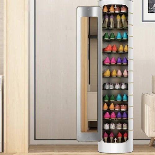 Large-capacity multi-layer rotating disinfection shoe cabinet [with mirror + deodorizer]🏆