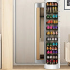 Large-capacity multi-layer rotating disinfection shoe cabinet [with mirror + deodorizer]🏆
