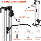Wall Mount Cable Station, Cable Crossover Machine with Dual Pulley System and 18 Adjustable Positions for Home Gym Fitness Equipment🔥🔥