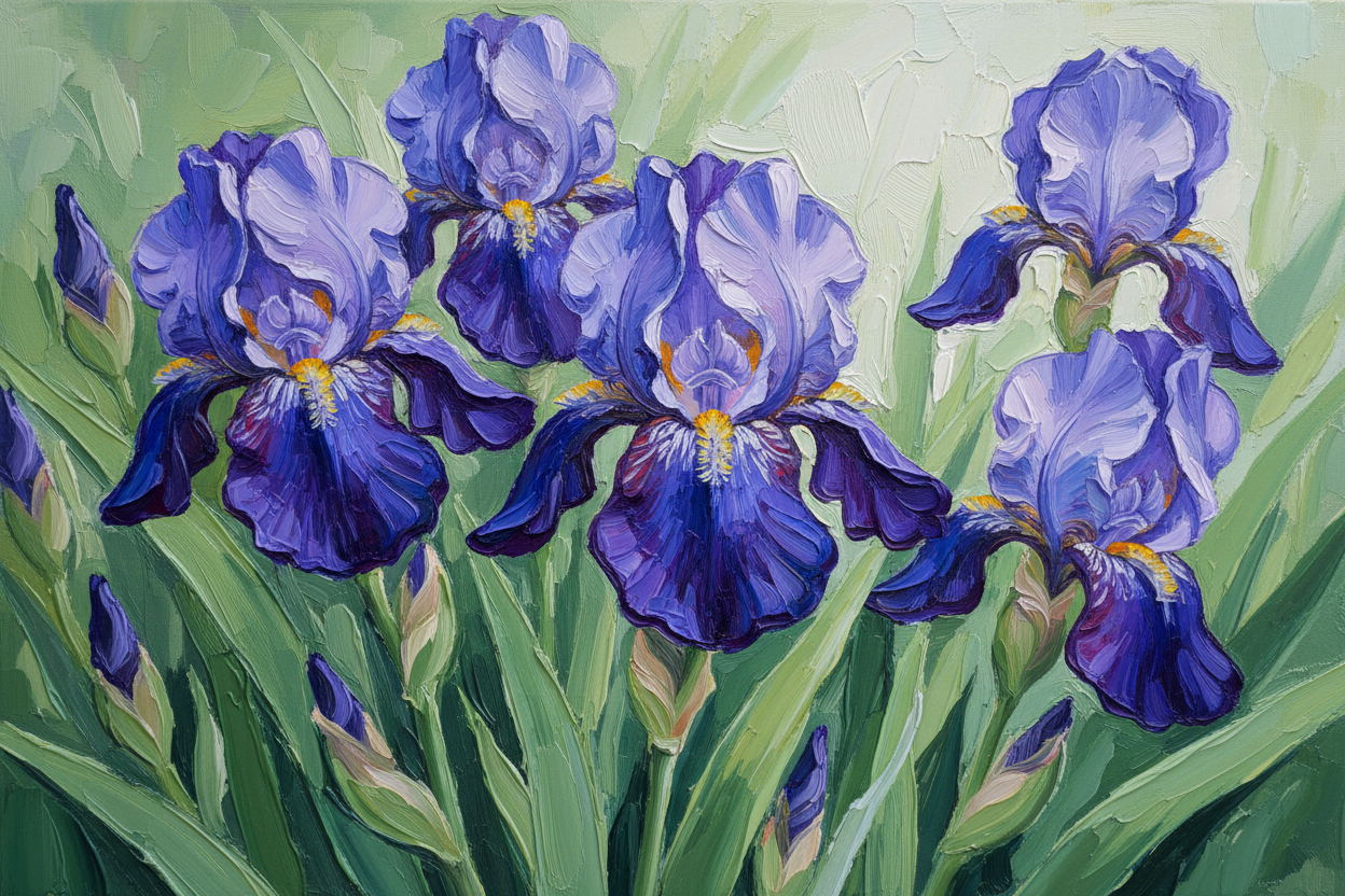 鸢尾花印象派油画