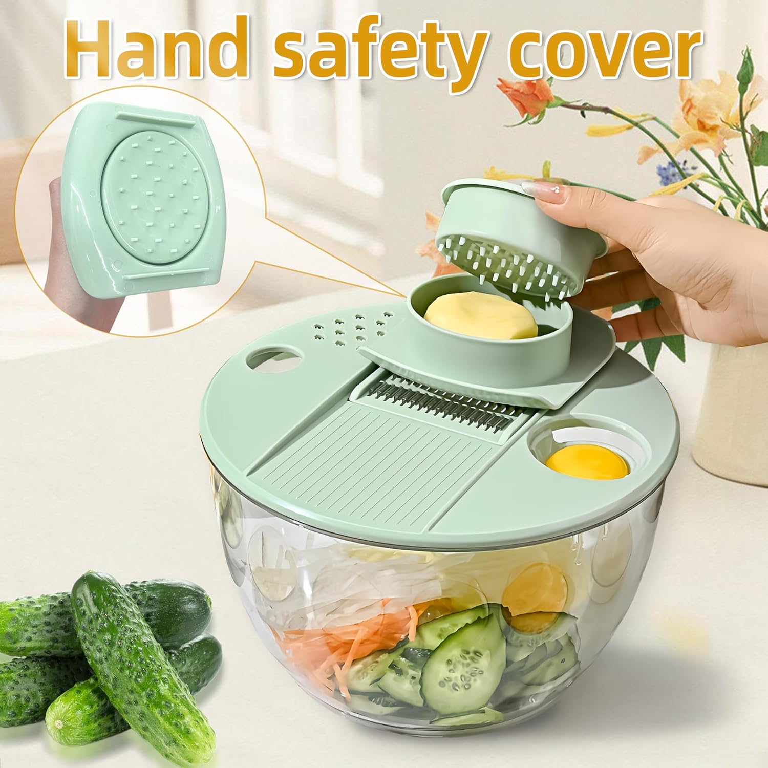 🥗 3-in-1 Large Salad Spinner Set | 5.3 Qt Vegetable Washer with Slicer & Strainer for Kitchen🔥