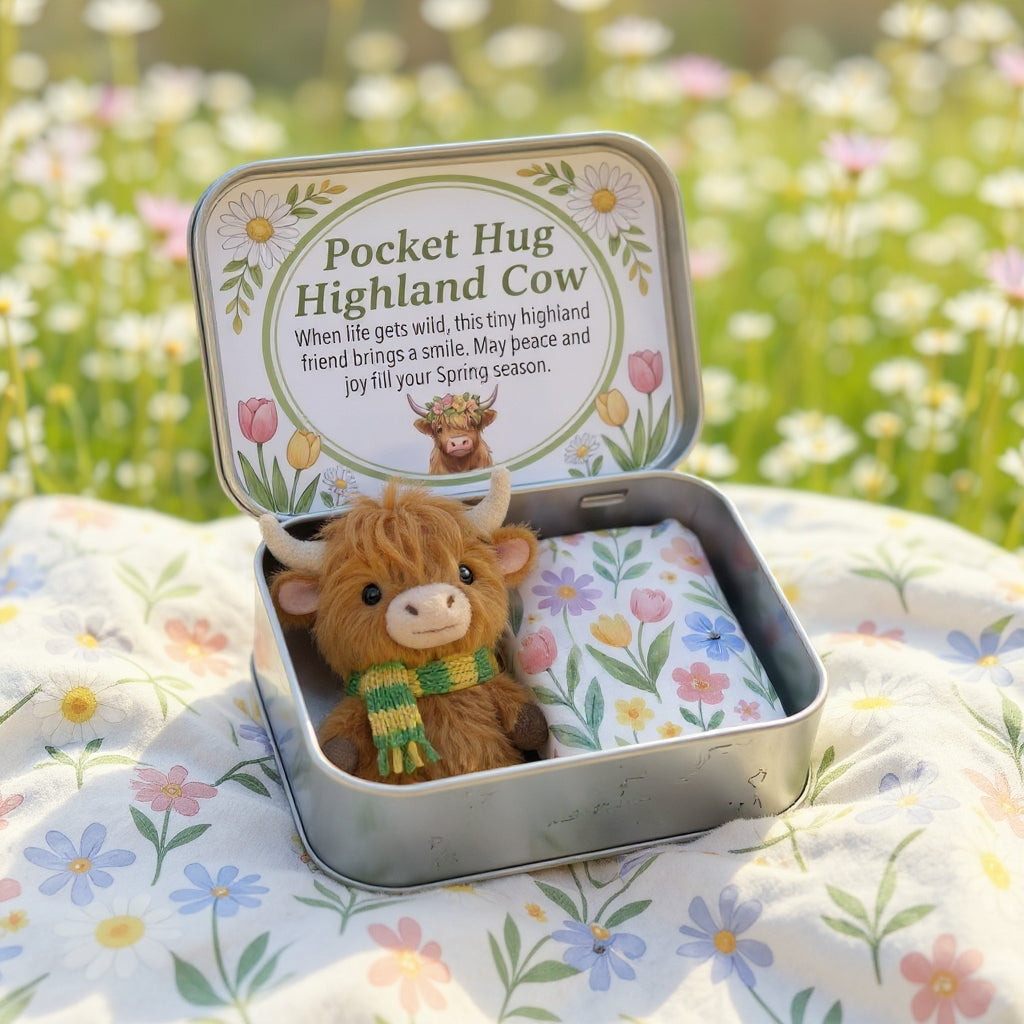 🌾🐮Pocket Hug Highland Cow Gift Set – A Little Hug You Can Carry Anywhere 💛🔥