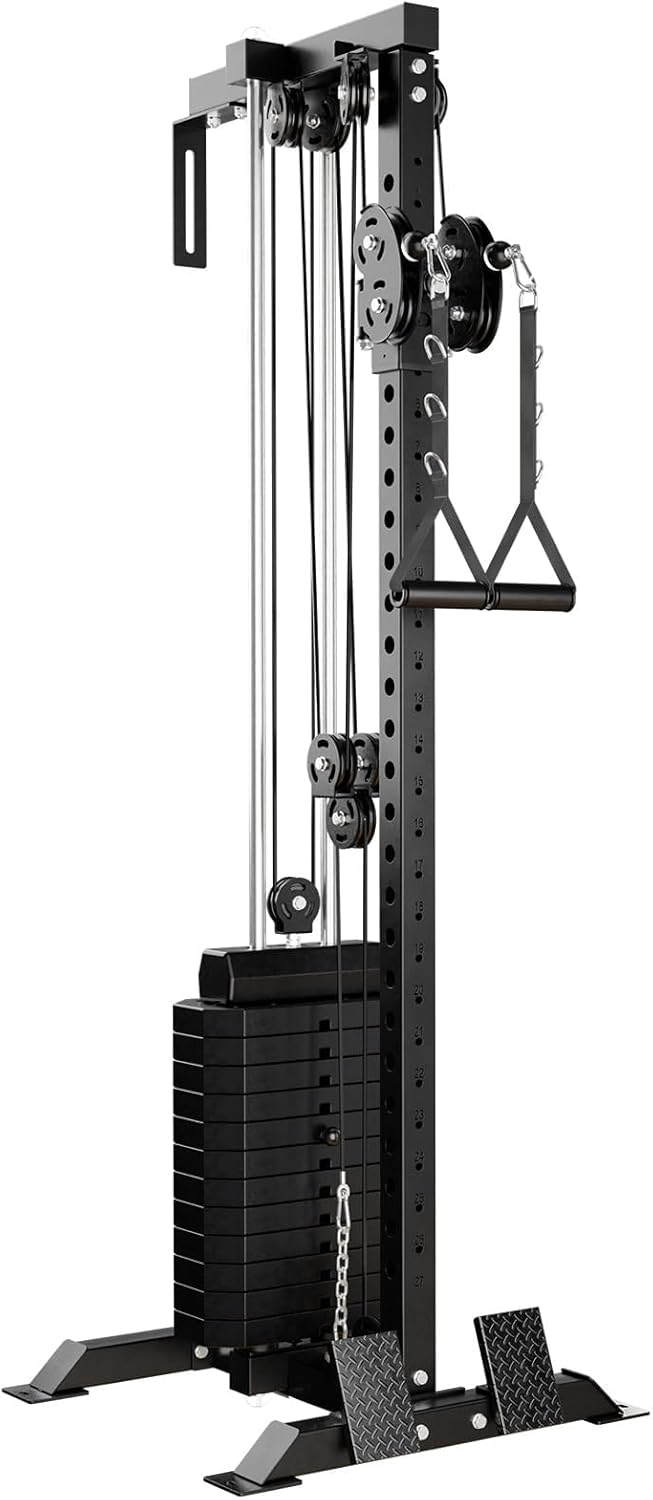 Wall Mount Cable Station, Cable Crossover Machine with Dual Pulley System and 18 Adjustable Positions for Home Gym Fitness Equipment🔥🔥