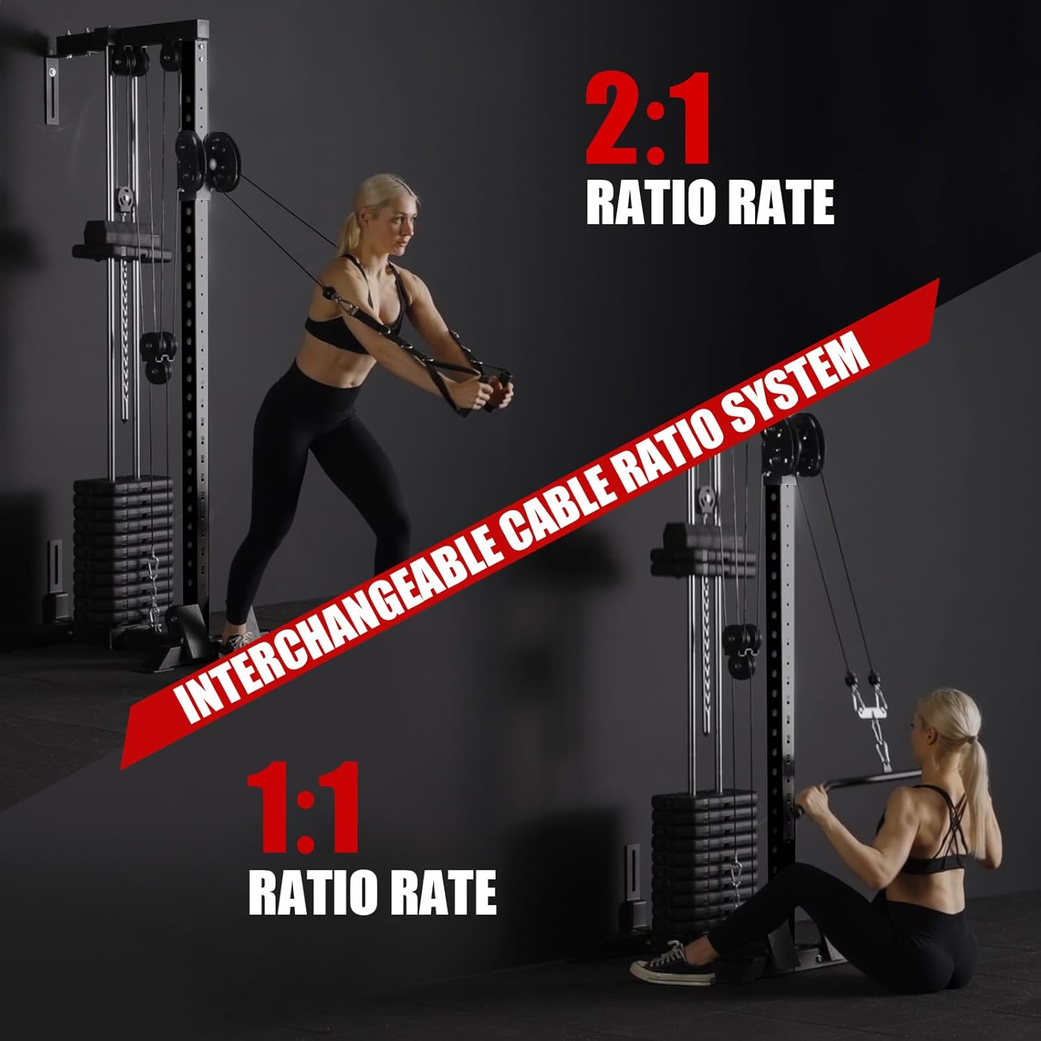 Wall Mount Cable Station, Cable Crossover Machine with Dual Pulley System and 18 Adjustable Positions for Home Gym Fitness Equipment🔥🔥
