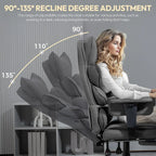Big and Tall Office Chair with Pocket Spring Cushion,High Back Computer Gaming Chairs with Adjustable Armrests and Lumbar Support,Executive Desk Chairs with Footrest(PU Leather,White)🔥