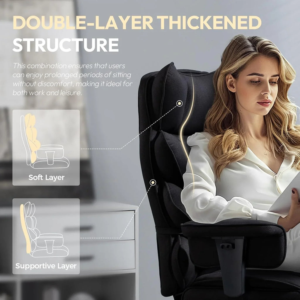Big and Tall Office Chair with Pocket Spring Cushion,High Back Computer Gaming Chairs with Adjustable Armrests and Lumbar Support,Executive Desk Chairs with Footrest(PU Leather,White)🔥