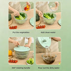 🥗 3-in-1 Large Salad Spinner Set | 5.3 Qt Vegetable Washer with Slicer & Strainer for Kitchen🔥