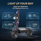 T90 Pro Electric Scooter for Adults, 10000W Dual Motor, 68 MPH Max Speed, 72V Removable Battery, 14" Off-Road Tires 800lbs Max Load, Music Light, Waterproof, 65 Mile Range, Fast E-Scooter🏆