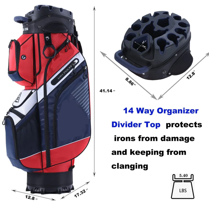 ⚡Clearance Sale🏌 Golf Cart Bag 14 Way Organizer Divider Silent Top / Navy(🔥Buy two for free shipping).🔥