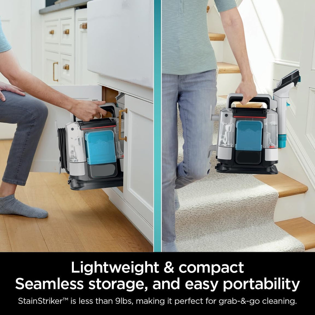 Portable Carpet, Upholstery & Area Rug Cleaner with Pet Mess Tool, Stain & Odor Remover, Perfect for Car Interiors, Includes 3 Cleaning Tools & Cleaning Solution, White🔥
