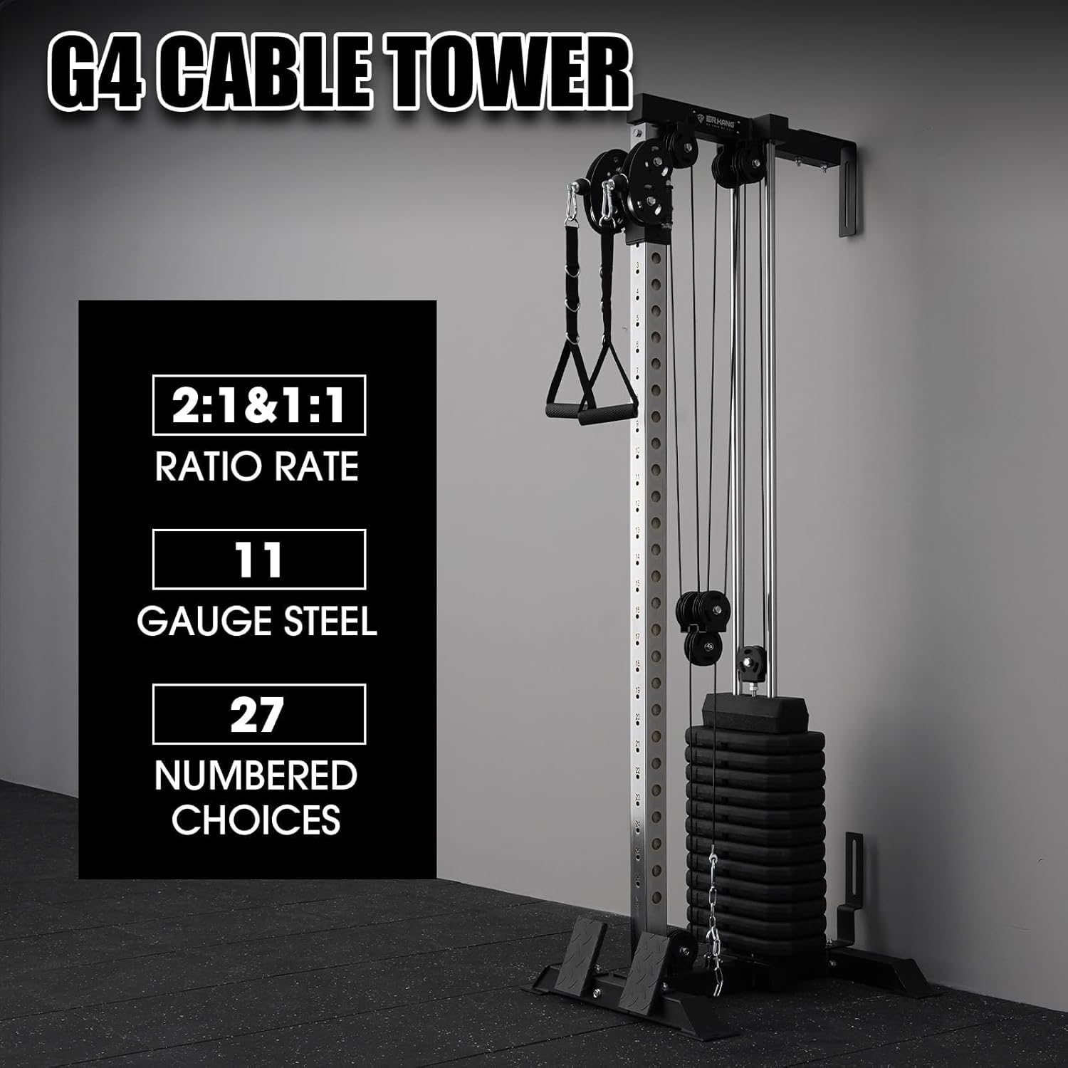 Wall Mount Cable Station, Cable Crossover Machine with Dual Pulley System and 18 Adjustable Positions for Home Gym Fitness Equipment🔥🔥
