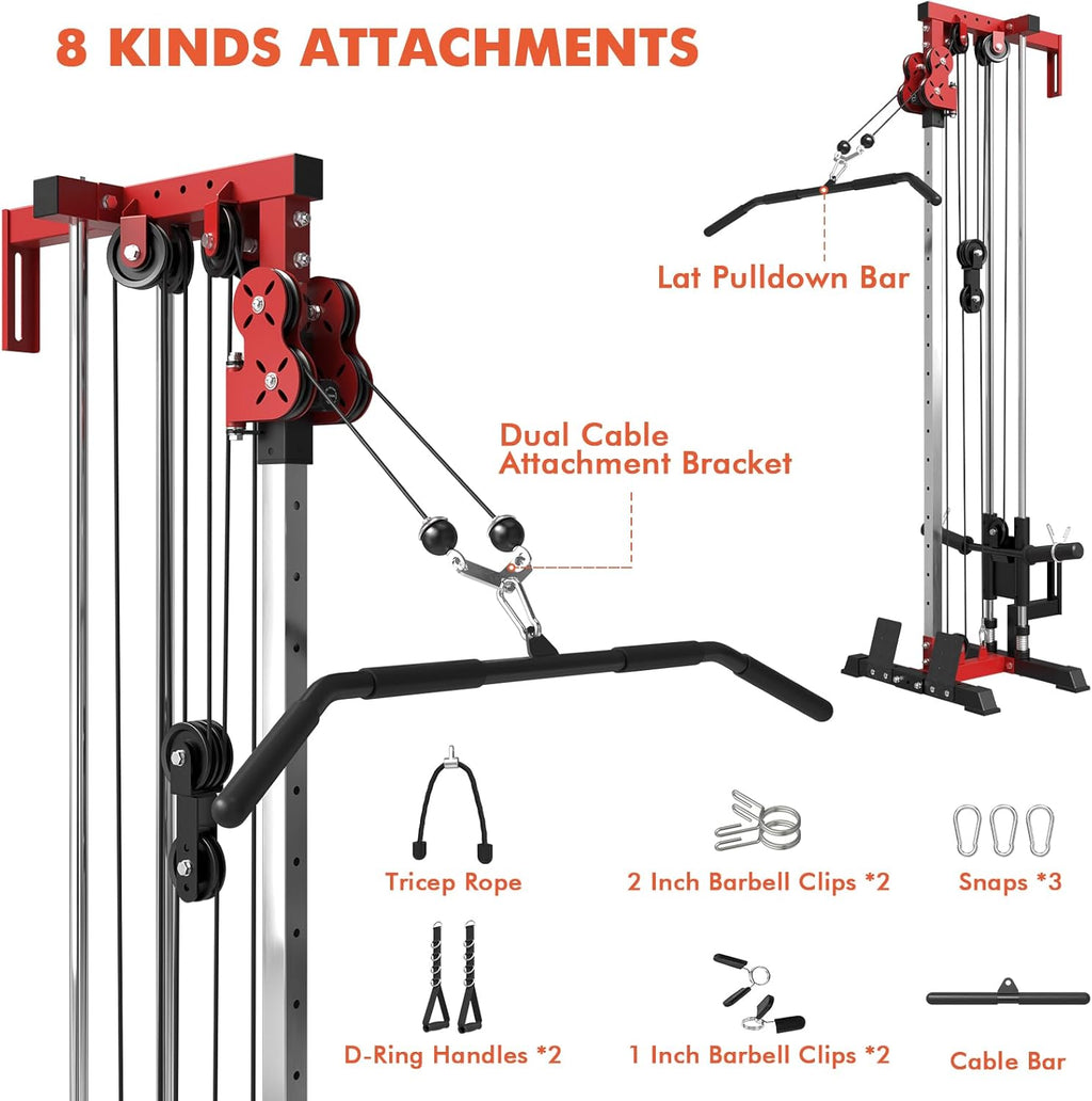 Wall Mount Cable Station, Cable Crossover Machine with Dual Pulley System and 18 Adjustable Positions for Home Gym Fitness Equipment🔥🔥