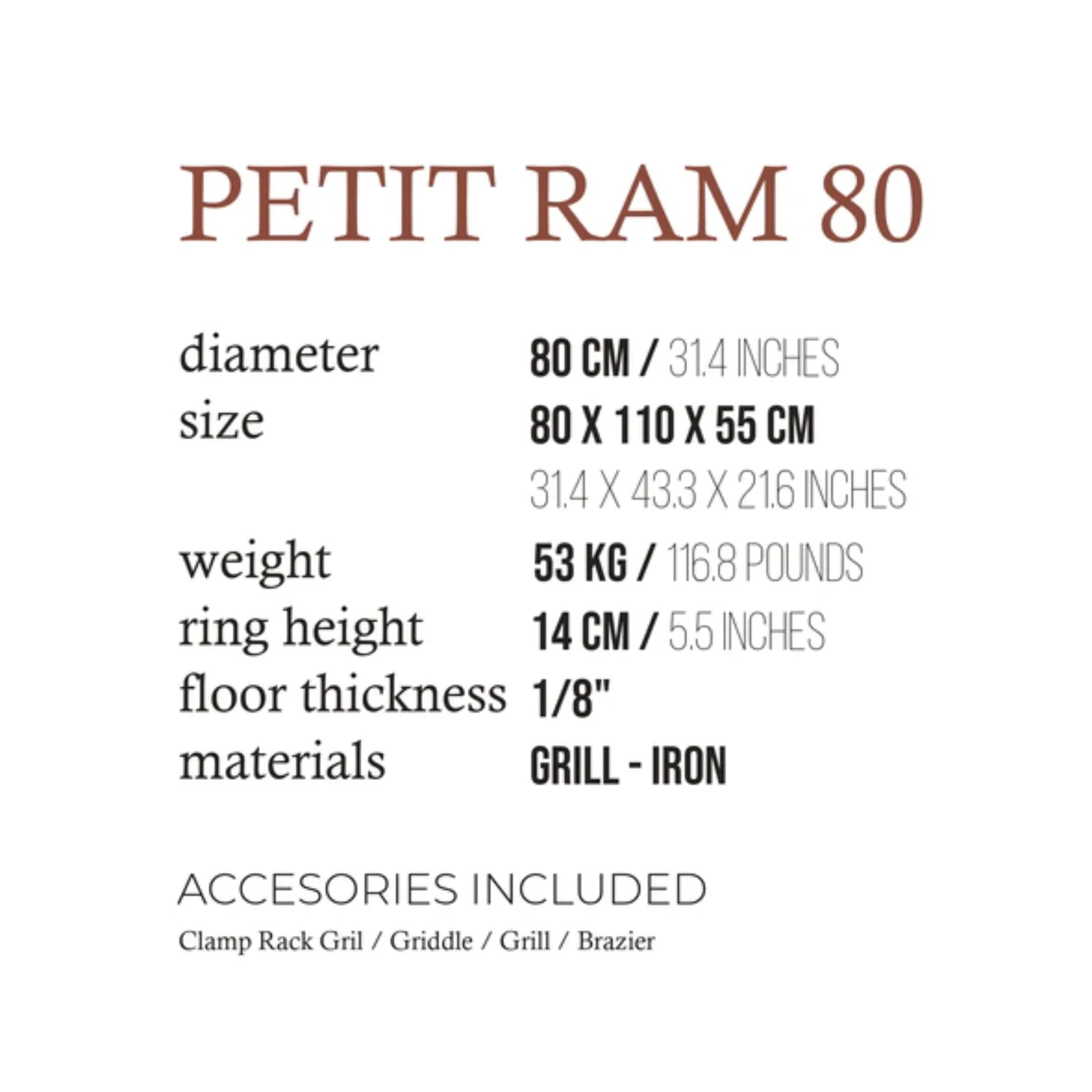 TX Petit Ram 80 Open Fire Argentine Wood and Charcoal Grill💋