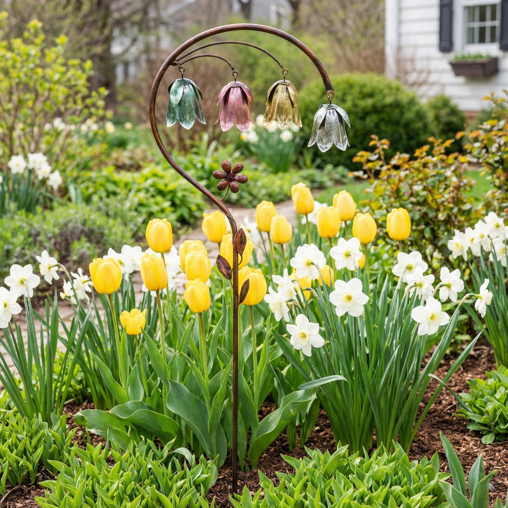 🌸 4-Color Metal Lily of the Valley Garden Stake | Rustic Floral Sculpture🏆