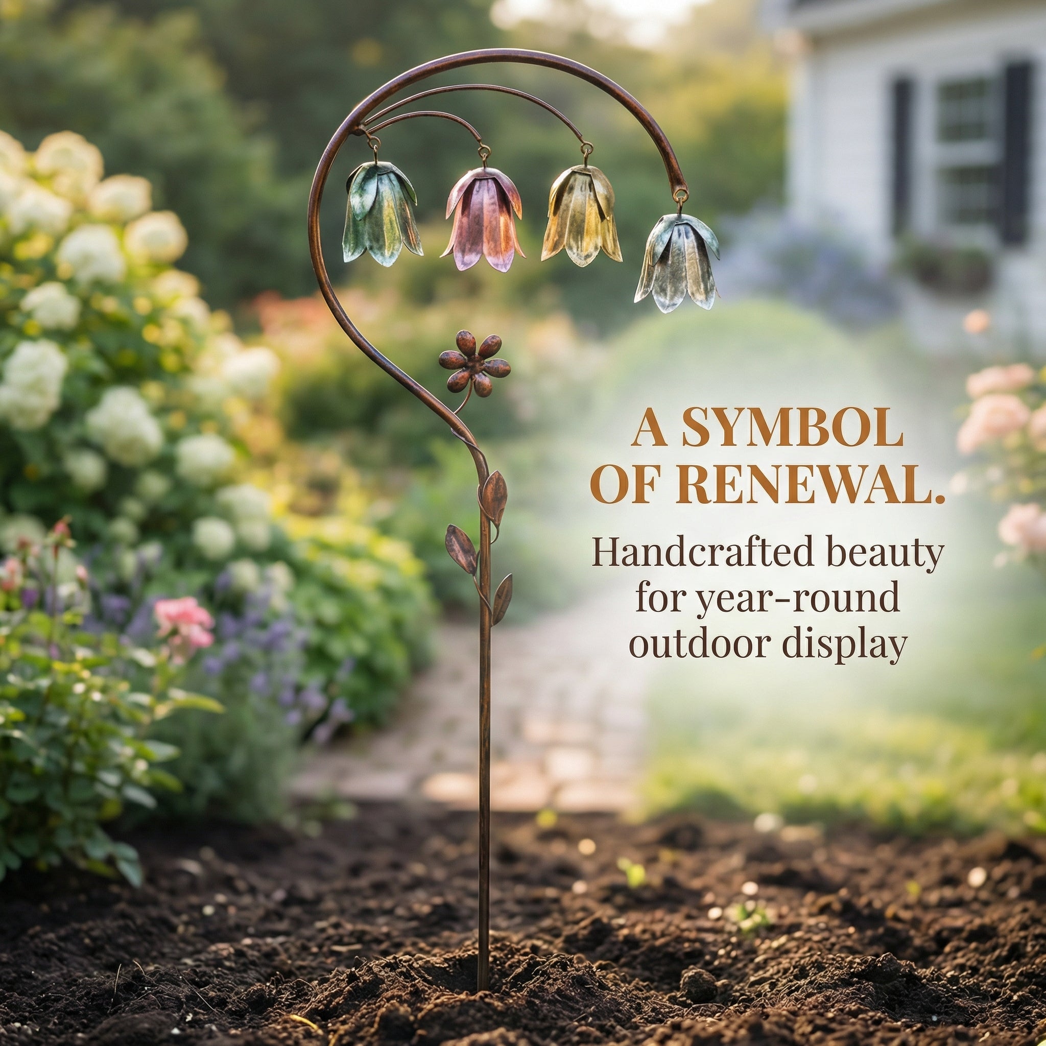 🌸 4-Color Metal Lily of the Valley Garden Stake | Rustic Floral Sculpture🏆